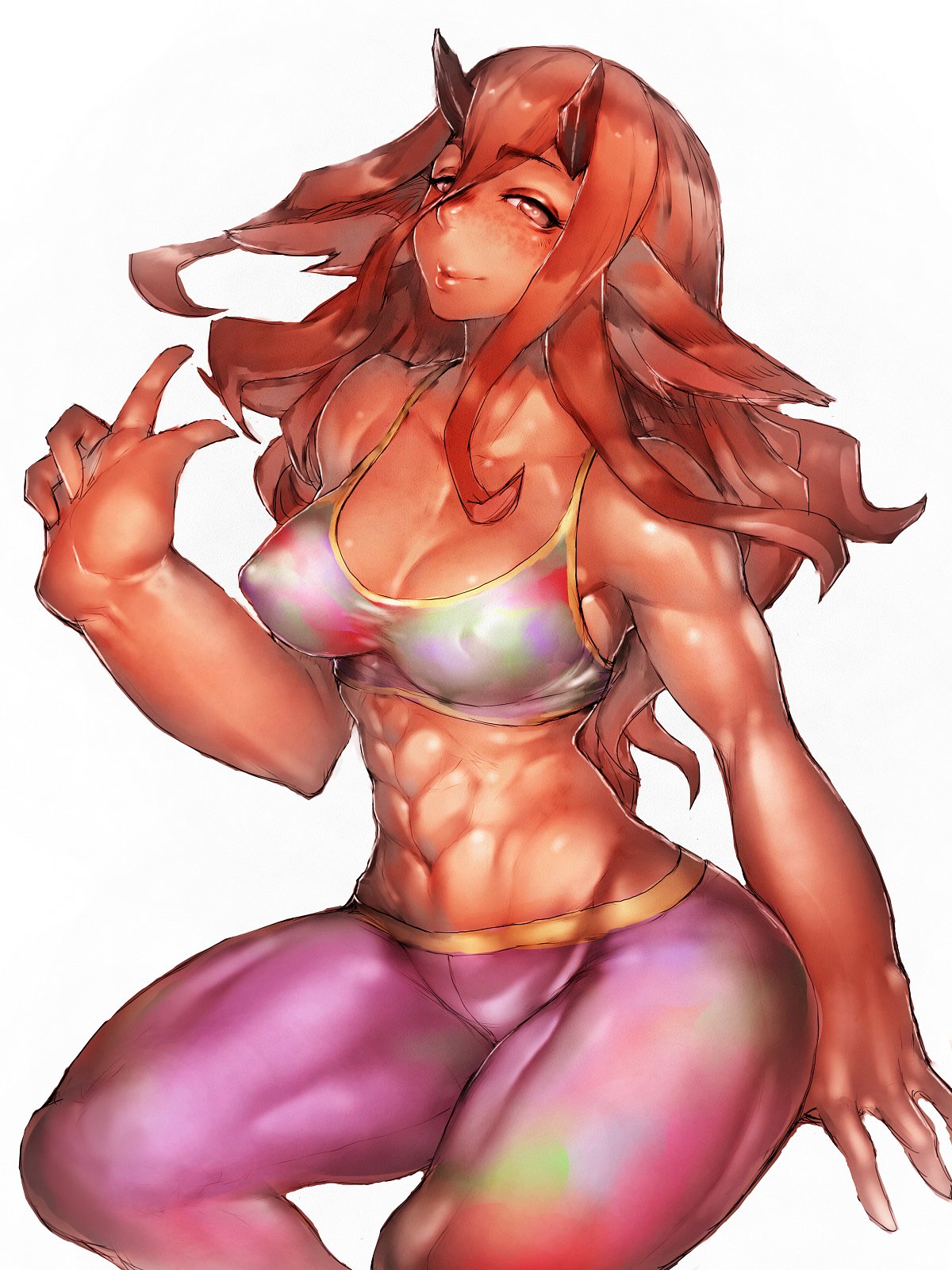 abs, armpit_peek, armpits, breasts, commentary, covered_nipples, furry, highres