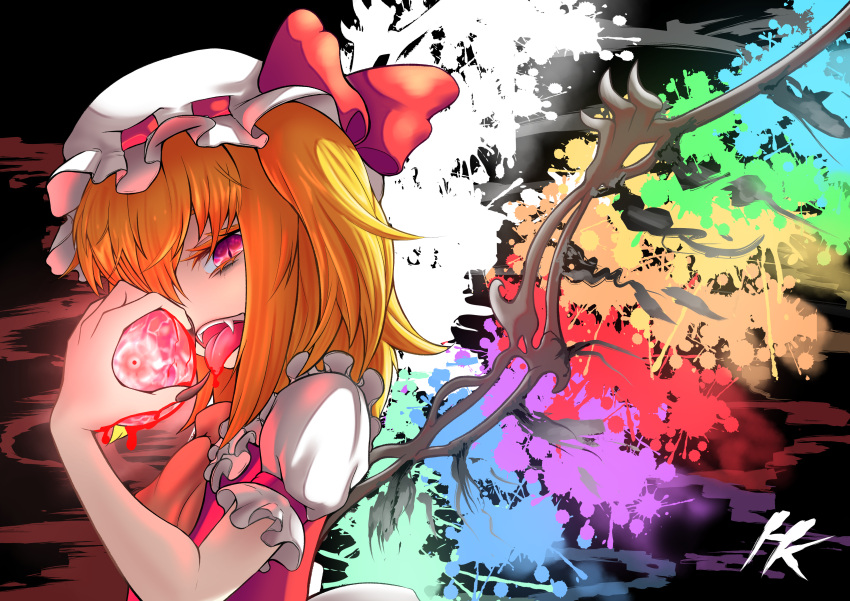 1girl, absurdres, ascot, bangs, bare_arms, black_nails, blonde_hair, blood