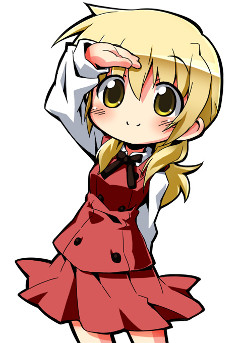 blush, hidamari_sketch, izuno_kenta, miyako, school_uniform, yellow_eyes