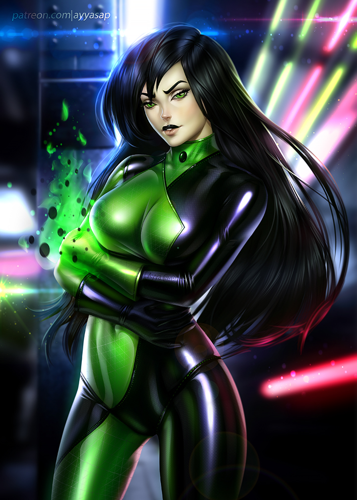 1girl, ayya_saparniyazova, badass, black_hair, breasts, disney, green_eyes, hips