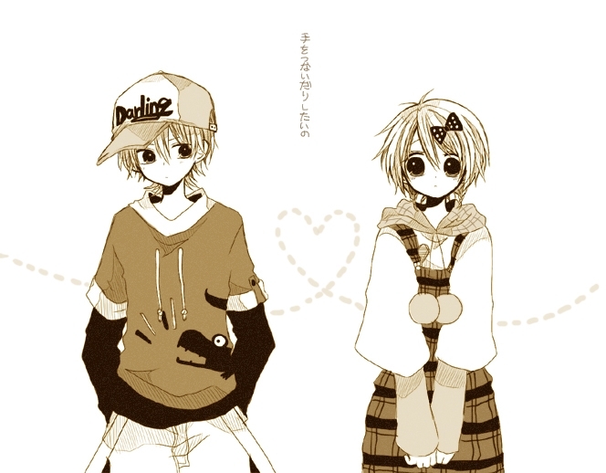 1boy, 1girl, animal_print, anzu_(o6v6o), baseball_cap, bow, brother_and_sister, hair_between_eyes