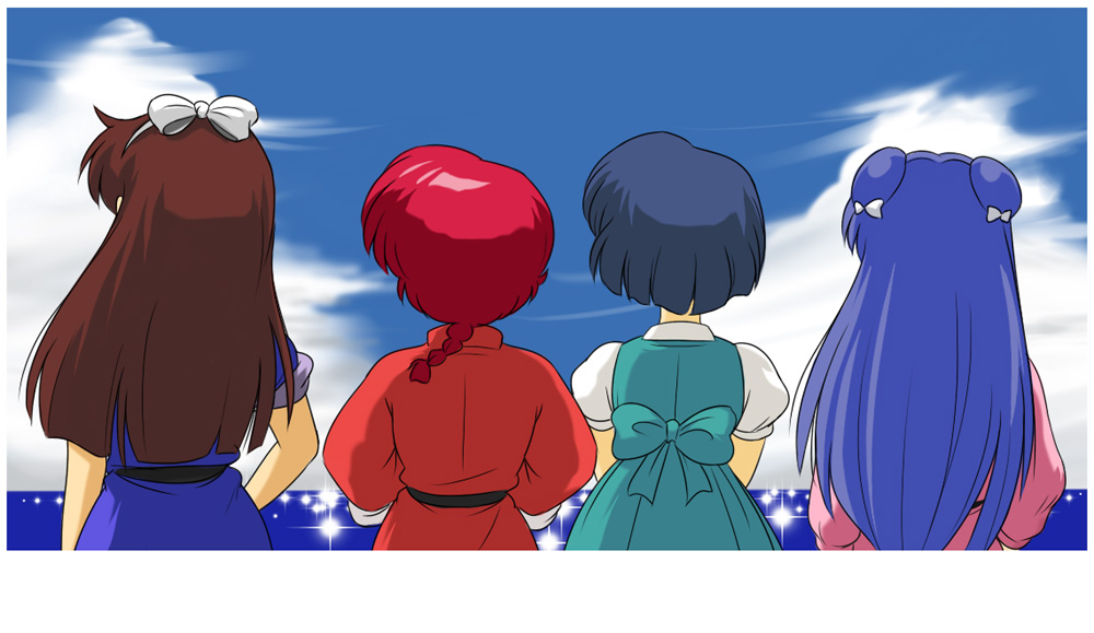 back, blue_hair, braid, brown_hair, genderswap, kj_(artist), kuonji_ukyo, kuonji_ukyou