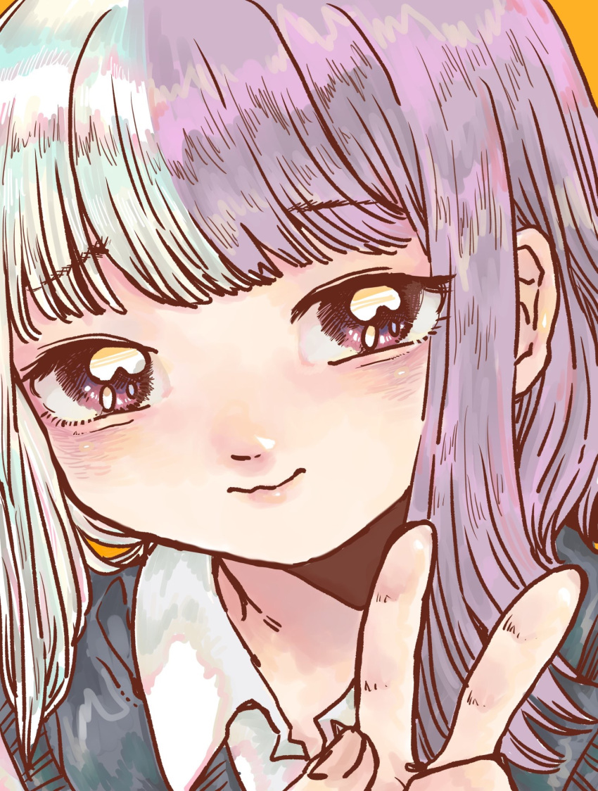1girl, bangs, close-up, collared_shirt, ebiebi, eyebrows_visible_through_hair, eyes_visible_through_hair, highres