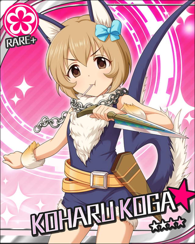 blush, brown_hair, character_name, dress, idolmaster, idolmaster_cinderella_girls, koharu_koga, long_hair