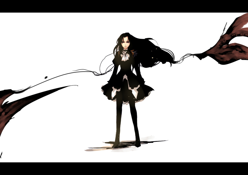 bullet_butlers, dress, kantou, long_hair, maid, pantyhose, red_eyes, selma_fortenmayer