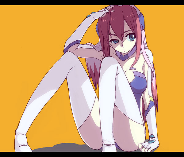 birdy_cephon_altirra, birdy_the_mighty, birdy_the_mighty_decode, choker, fingerless_gloves, gloves, hand_on_head, long_hair