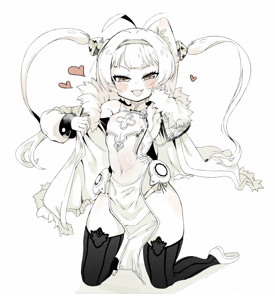 1girl, :d, antenna_hair, armpits, azur_lane, bangs, bare_shoulders, blunt_bangs