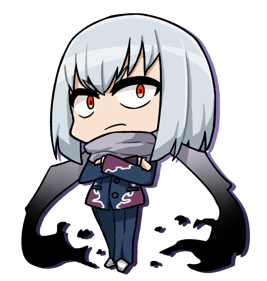 1boy, anti_(ssss.gridman), bob_cut, chibi, crossed_arms, flame_print, gakuran, kidoriyacats