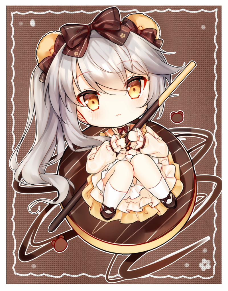 1girl, :3, animal_ears, bangs, bear_ears, blush, brown_eyes, brown_footwear