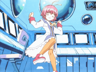 animated_gif, cap, dancing, gif, kiku_8, lowres, orange_legwear, screencap, solo, thighhighs, wandaba_style