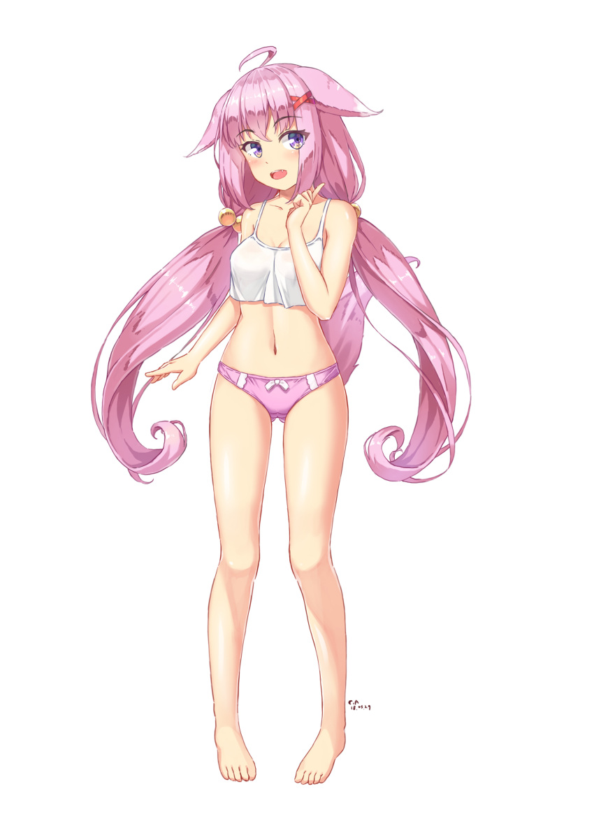 1girl, absurdres, ahoge, animal_ears, ass_visible_through_thighs, bangs, barefoot, bow
