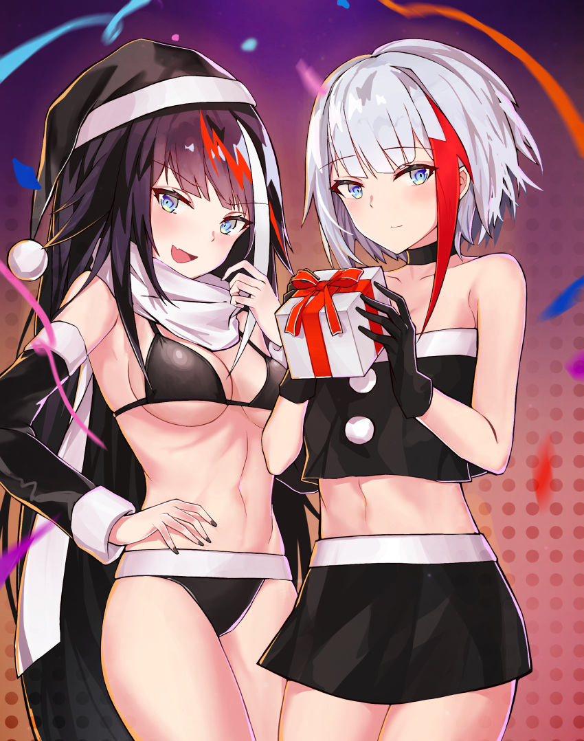 1girl, 2girls, absurdres, admiral_graf_spee_(azur_lane), azur_lane, bangs, bikini, black_bikini