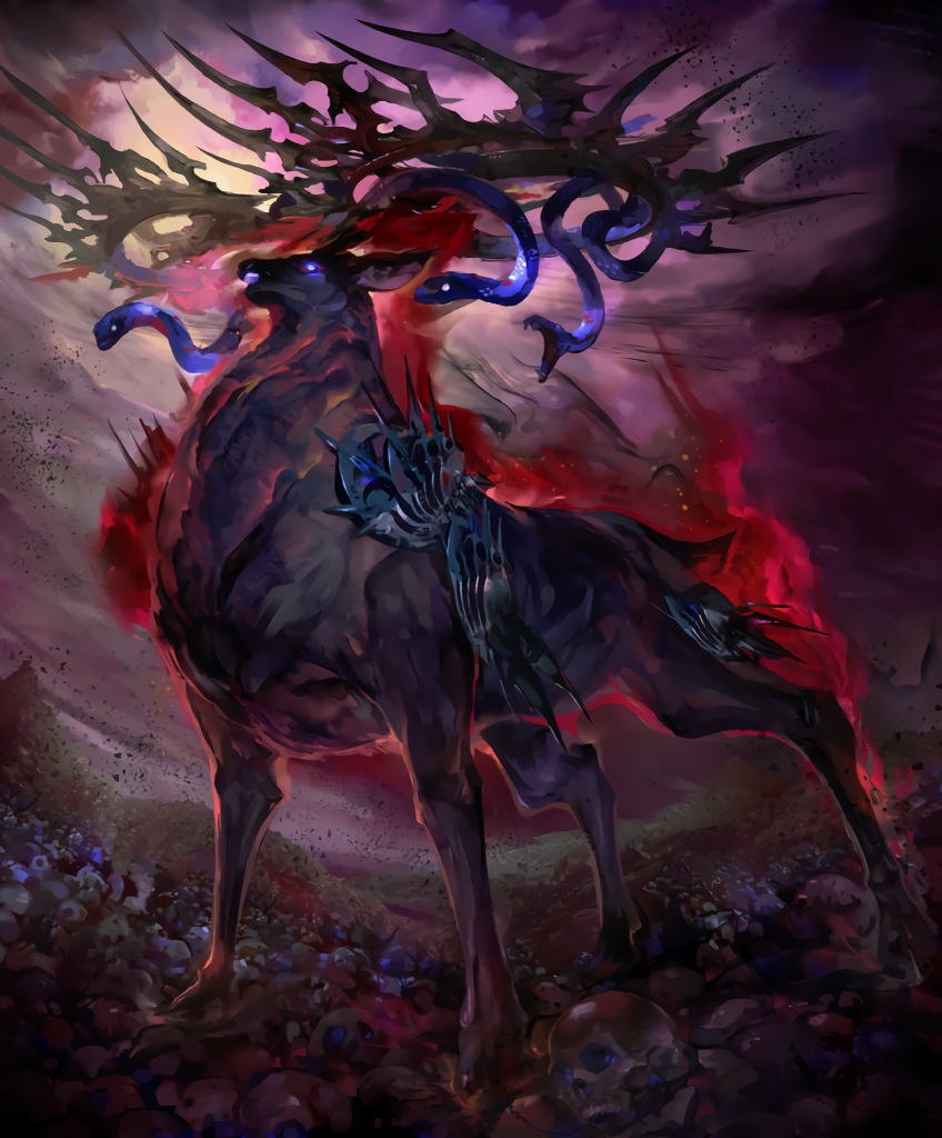 aura, ceryneian_darkhind, cygames, deer, horns, nejita, no_humans, official_art