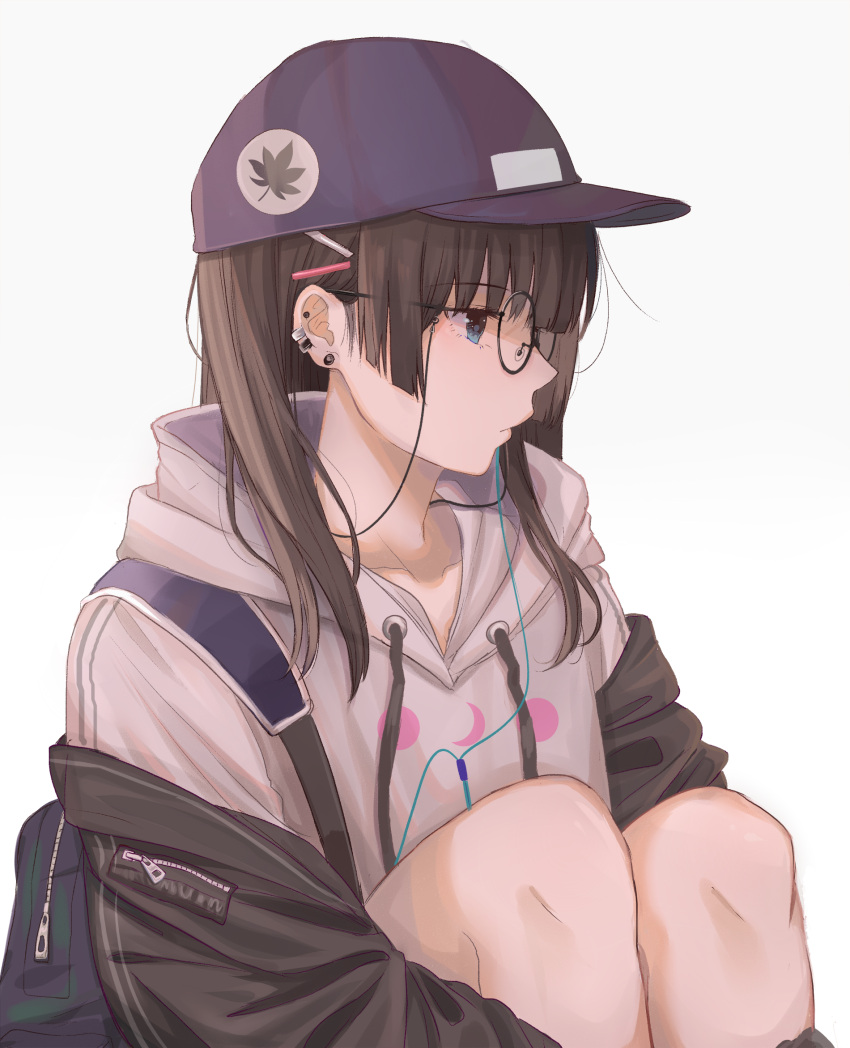 1girl, backpack, bag, bangs, bare_legs, bespectacled, black-framed_eyewear, black_hair