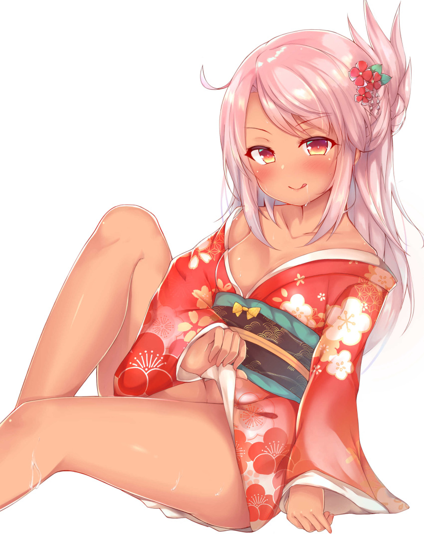 1girl, absurdres, bangs, bare_shoulders, blush, breasts, chloe_von_einzbern, closed_mouth