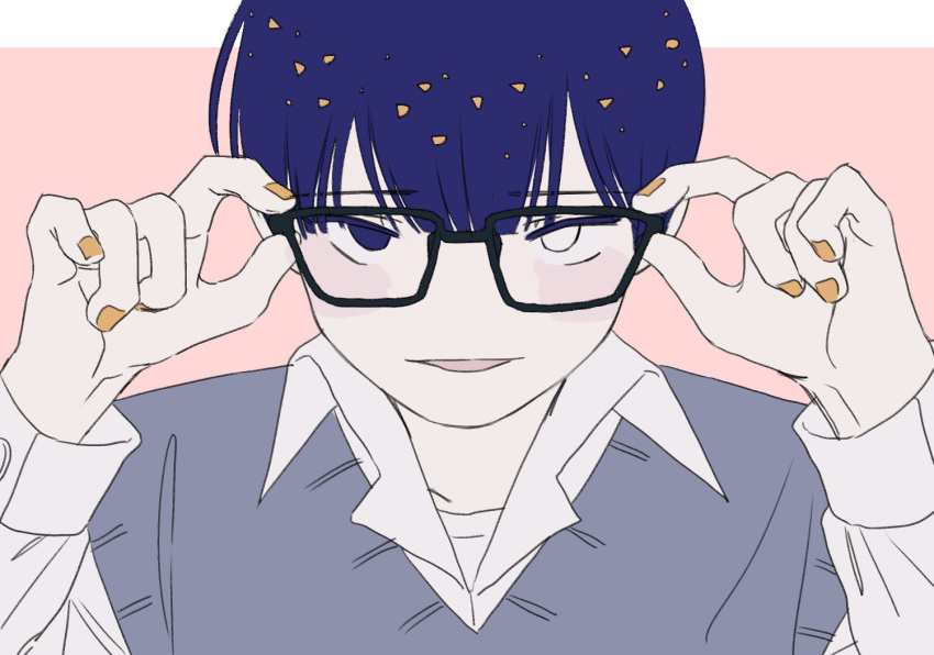 1other, alternate_costume, androgynous, bangs, blue_eyes, blue_hair, blunt_bangs, colored_eyelashes