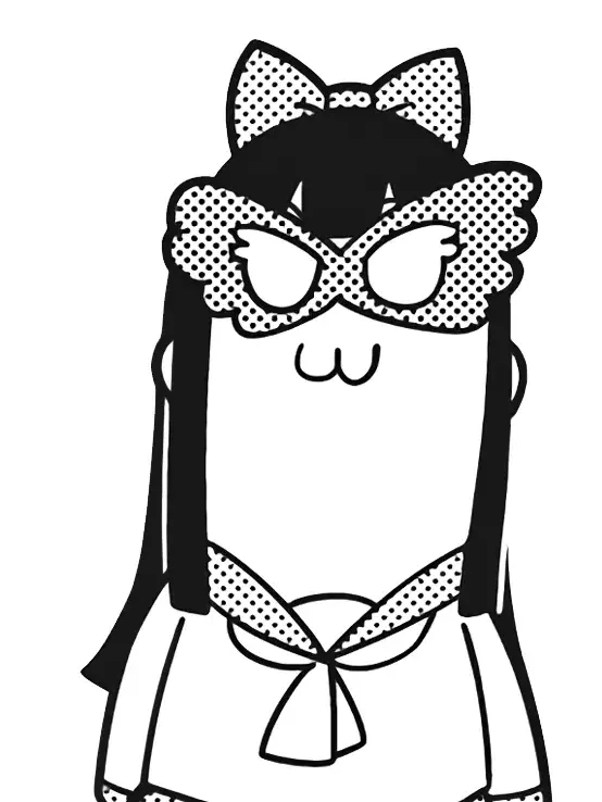 1girl, :3, adjusting_eyewear, animated, animated_gif, bespectacled, bkub, bow, chibi, cptnameless, glass, glasses, greyscale, hair_bow, halftone, long_hair, looking_at_viewer, looping_animation, monochrome, neckerchief, pipimi, poptepipic, sailor_collar, school_uniform, serafuku, sidelocks, simple_background, solo, upper_body, white_background