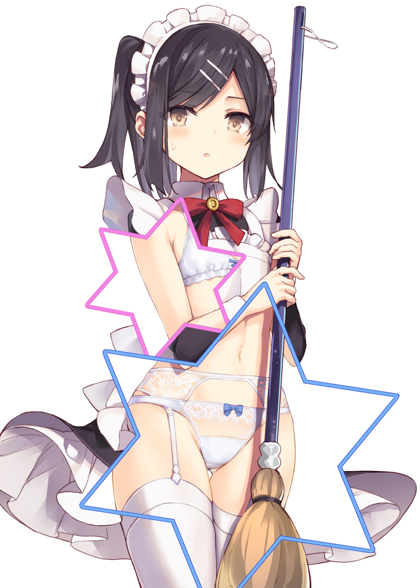 1girl, :o, absurdres, alternate_costume, apron, ass_visible_through_thighs, bangs, black_dress