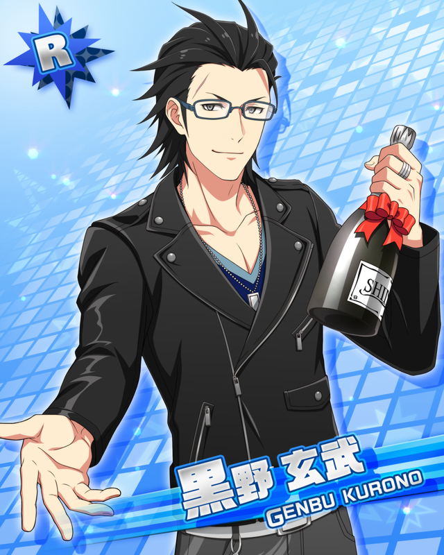 black_hair, character_name, dress, genbu_kurono, glasses, idolmaster, idolmaster_side-m, red_eyes, short_hair