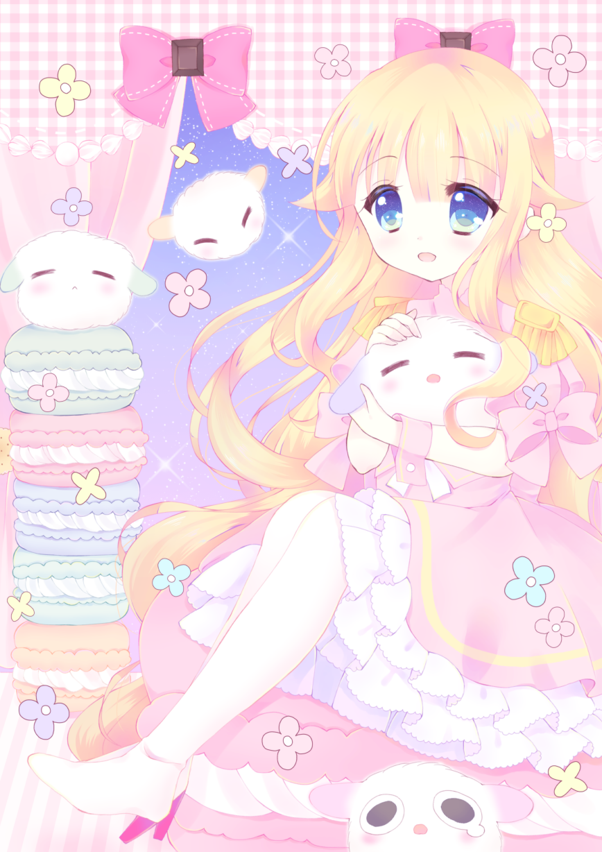 1girl, beelzebub-jou_no_okinimesu_mama., beelzebub_(beelzebub-jou), blonde_hair, blue_eyes, boots, fairy_tale_75, highres