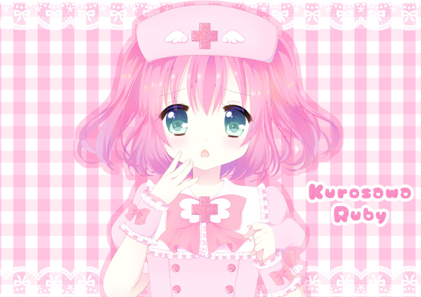 aqua_eyes, fairy_tale_75, hat, kurosawa_ruby, love_live!, love_live!_sunshine!!, nurse_cap, pink_hair