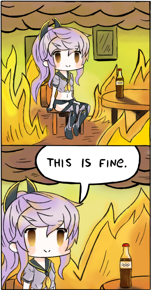 azur_lane, blush, chibi, cola, commentary, english_text, fire, gunshow_(comic)