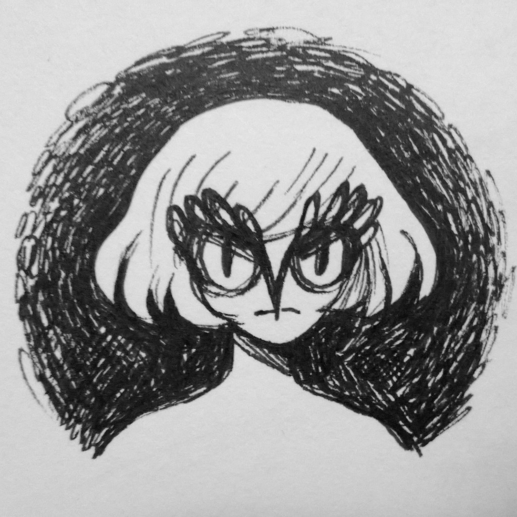 1girl, bare_shoulders, closed_mouth, commentary, english_commentary, greyscale, heikala, ink_(medium)