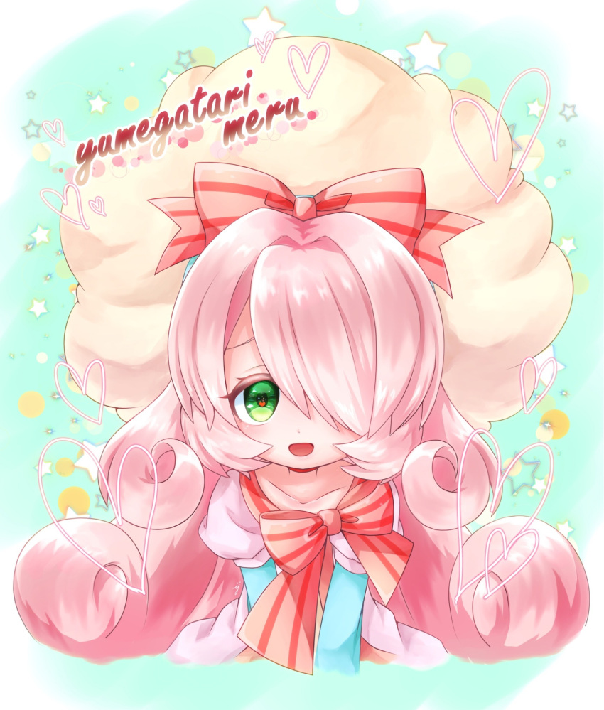 1girl, aije, blush, bow, character_name, future_card_buddyfight, future_card_buddyfight_ace, green_eyes