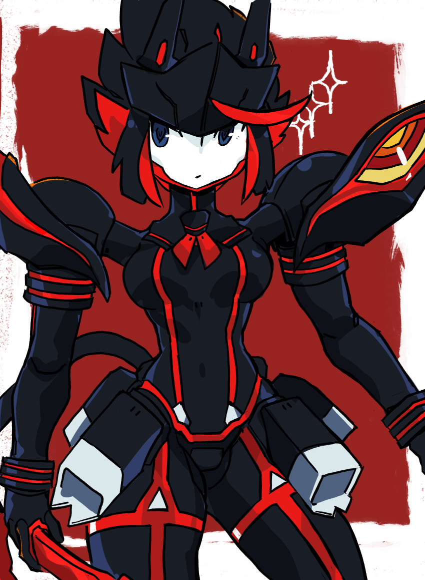 1girl, absurdres, black_hair, blue_eyes, breasts, commentary, creator_connection, darling_in_the_franxx