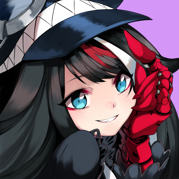 1girl, azur_lane, bangs, black_hair, blue_eyes, deutschland_(azur_lane), eyeshadow, gauntlets