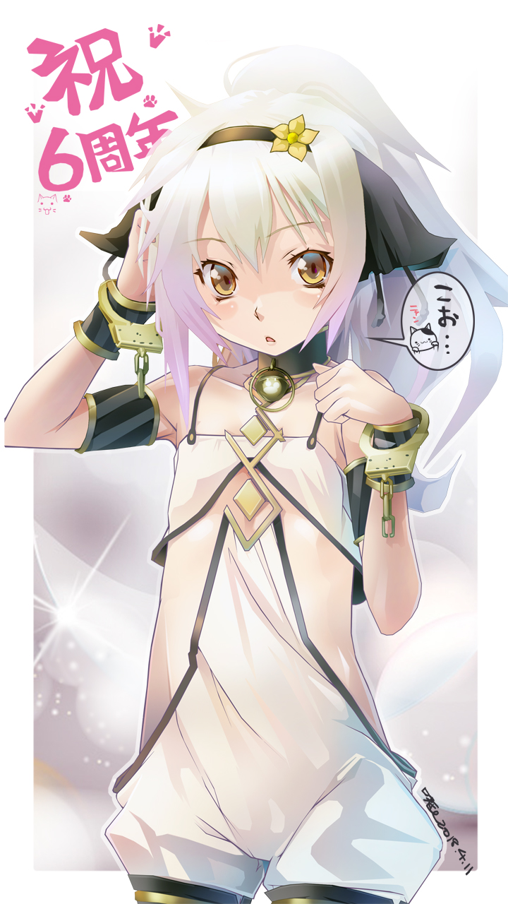 1girl, azitama_atsushi_(attyuu), border, brown_eyes, cat, ciel_nosurge, collar, collarbone