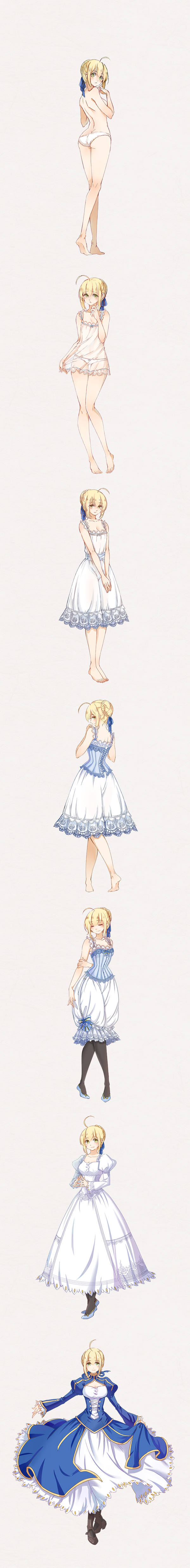 1girl, absurdres, ahoge, artoria_pendragon_(all), ass, babydoll, bangs, black_legwear