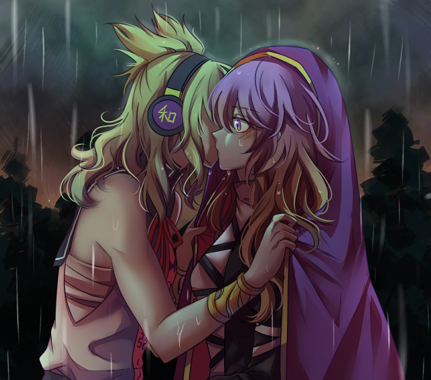 2girls, bare_arms, bare_shoulders, black_dress, blonde_hair, blush, bracelet, breasts