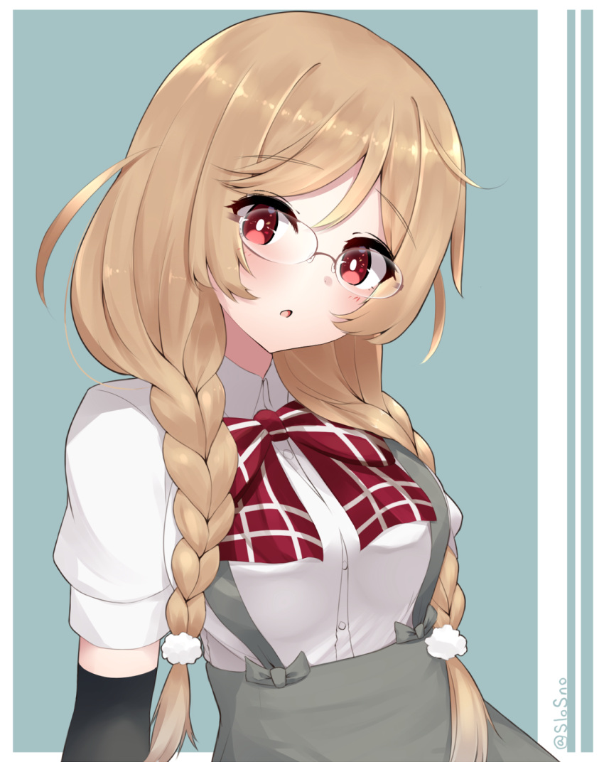 1girl, :o, bangs, black_gloves, blonde_hair, blush, bow, bowtie