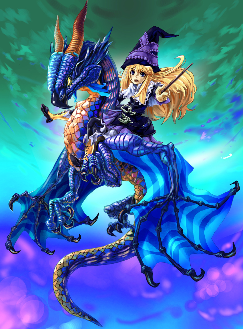 1girl, dragon, grimgrimoire, hat, highres, lillet_blan, long_hair, matsumoto_eight