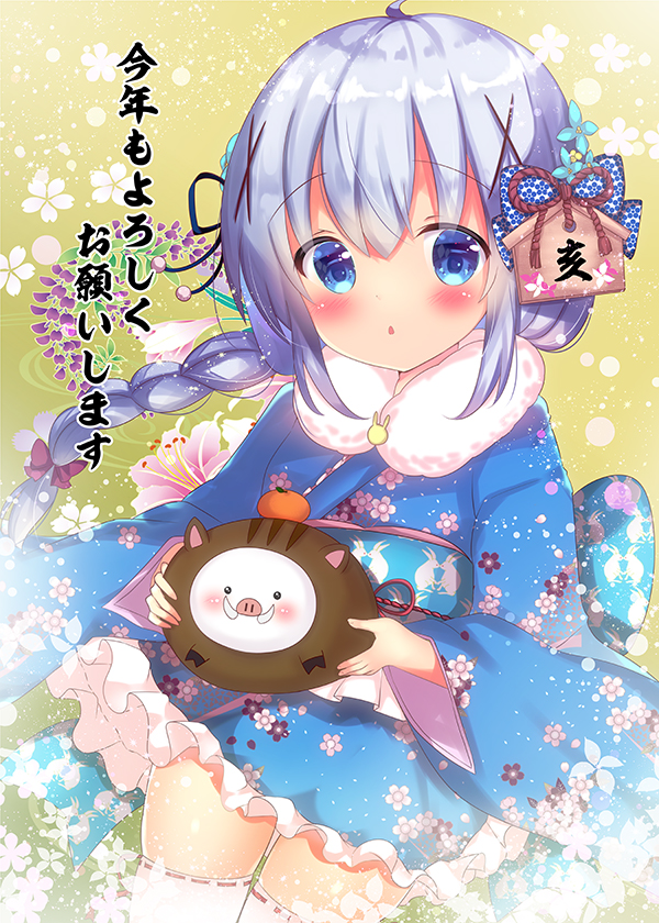 1girl, ahoge, angora_rabbit, animal, animal_costume, bangs, blue_bow, blue_eyes