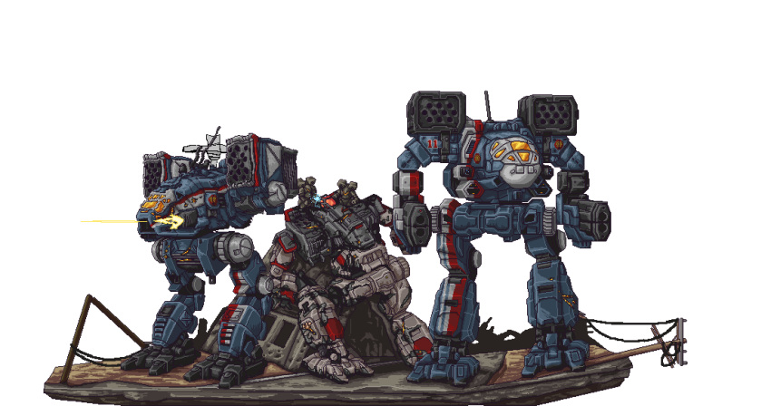 animated, animated_gif, arm_cannon, battle, battletech, catapult_(battletech), damaged, dust