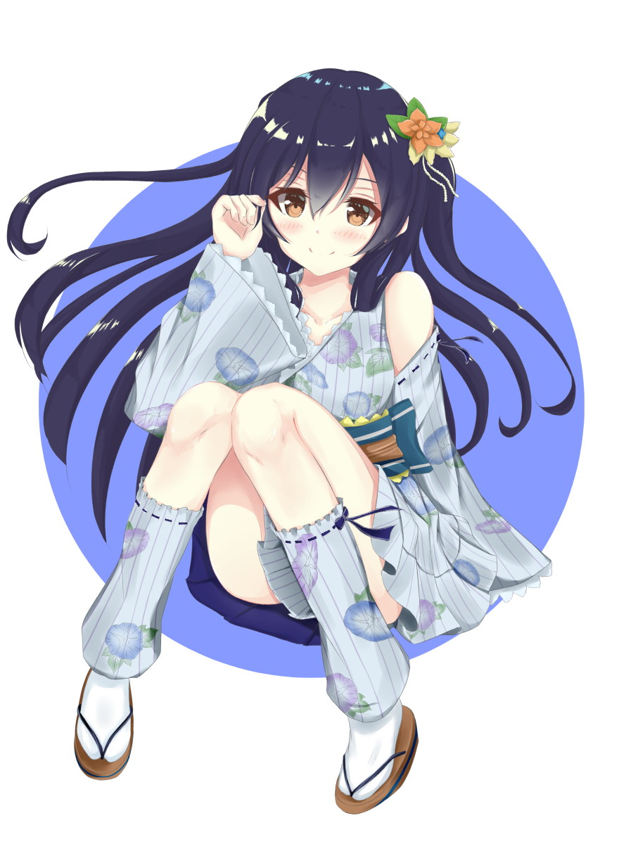 1girl, amakawa_ruka, bangs, bare_shoulders, blue_hair, blush, closed_mouth, commentary_request