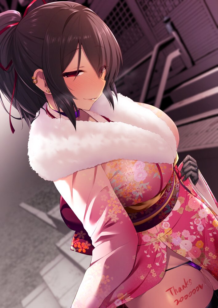 1girl, bangs, black_gloves, black_legwear, blurry, blurry_background, blush, body_writing