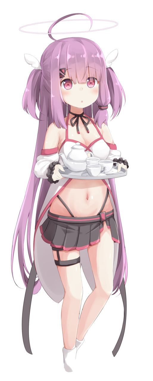 1girl, :o, ahoge, armpit_crease, bangs, bare_legs, bare_shoulders, black_choker