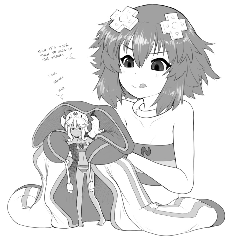 2girls, :q, alloyrabbit, bare_shoulders, bikini, blush, choker, d-pad