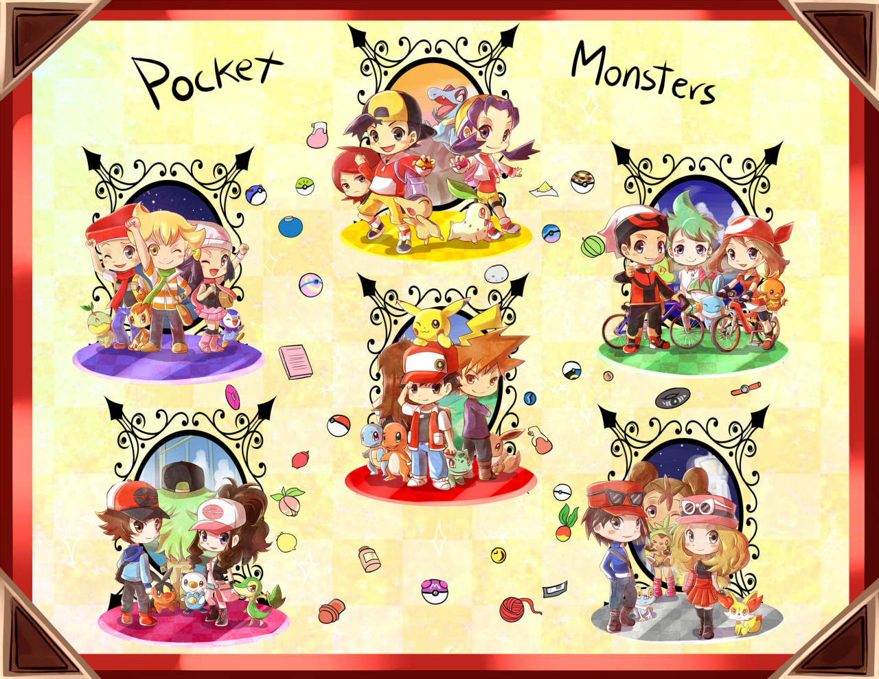 6+boys, 6+girls, :d, annotated, ball, bandanna, baseball_cap, beanie