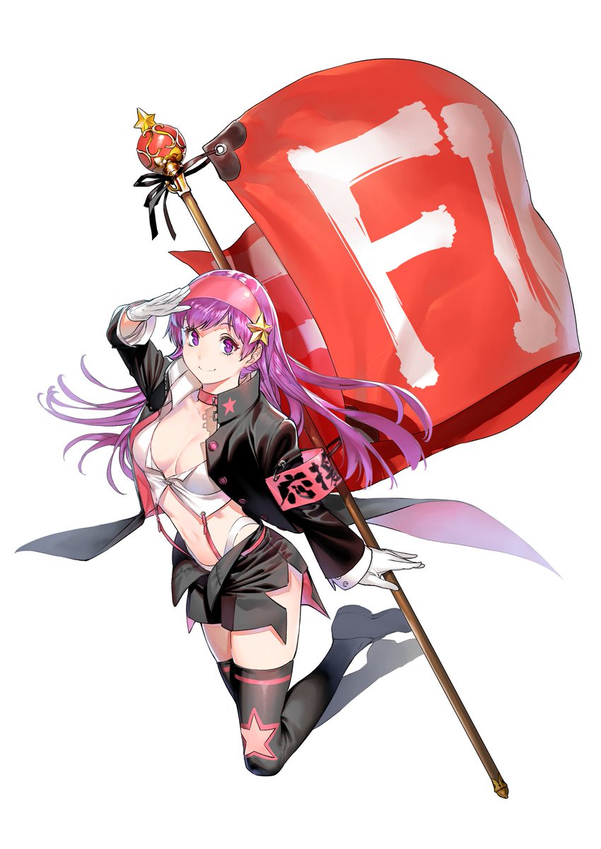 1girl, asamiya_athena, azuma_kyoutarou_(artist), breasts, choker, cleavage, flagpole, gakuran