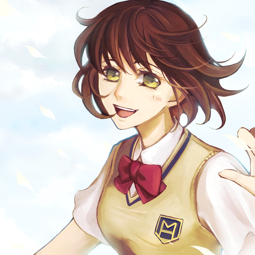 kaminagi_ryoko, lowres, ronce, short_hair, yellow_eyes, zegapain
