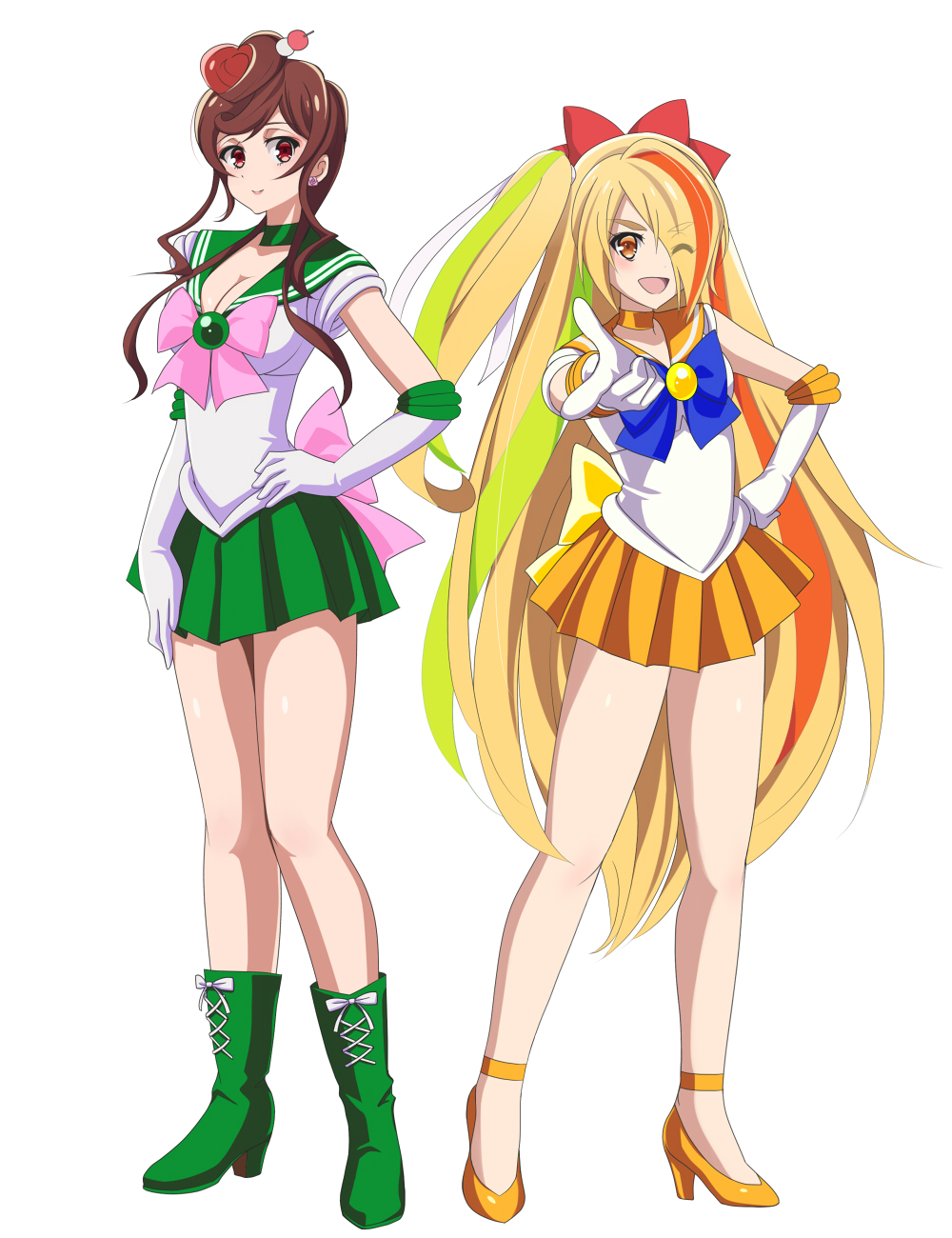 2girls, bishoujo_senshi_sailor_moon, commentary_request, cosplay, highres, multiple_girls, nikaidou_saki, pirochi