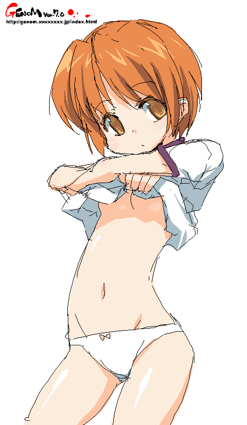 flat_chest, no_bra, oekaki, onija_taro, onija_tarou, orange_hair, panties, shirt_lift