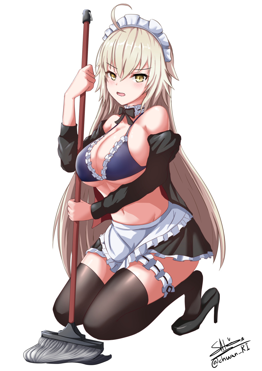 1girl, absurdres, ahoge, apron, artoria_pendragon_(all), artoria_pendragon_(swimsuit_rider_alter), artoria_pendragon_(swimsuit_rider_alter)_(cosplay), bangs