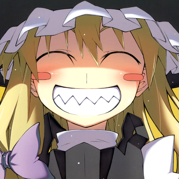 1girl, blonde_hair, blush, blush_stickers, bow, closed_eyes, face, grin