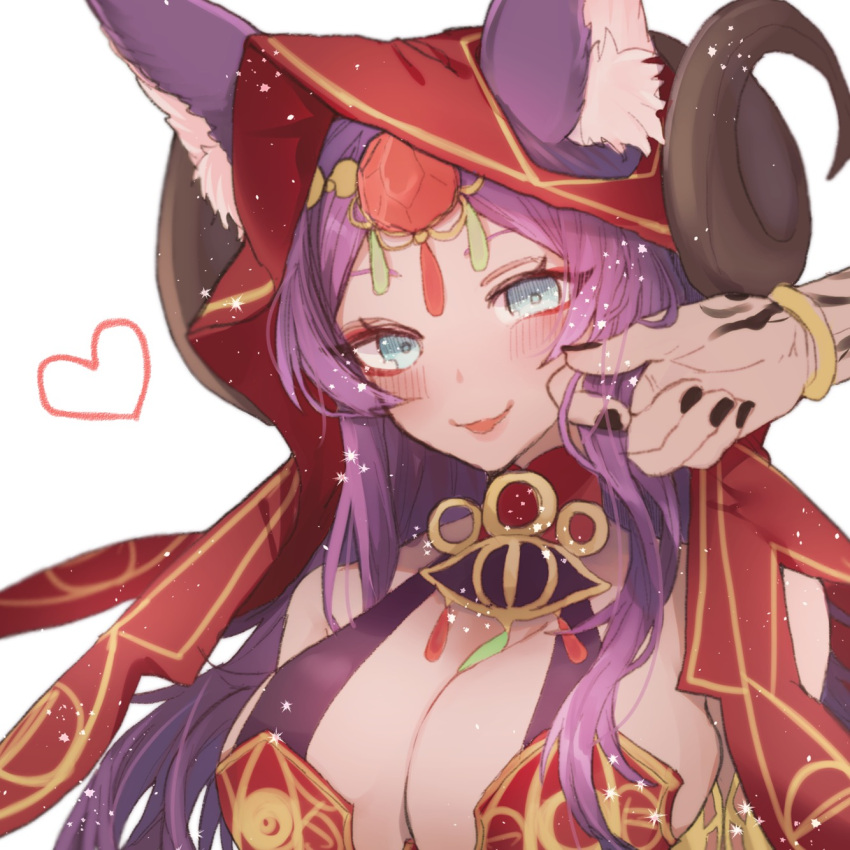 1boy, 1girl, animal_ears, aqua_eyes, arm_tattoo, armlet, bangs, bare_shoulders