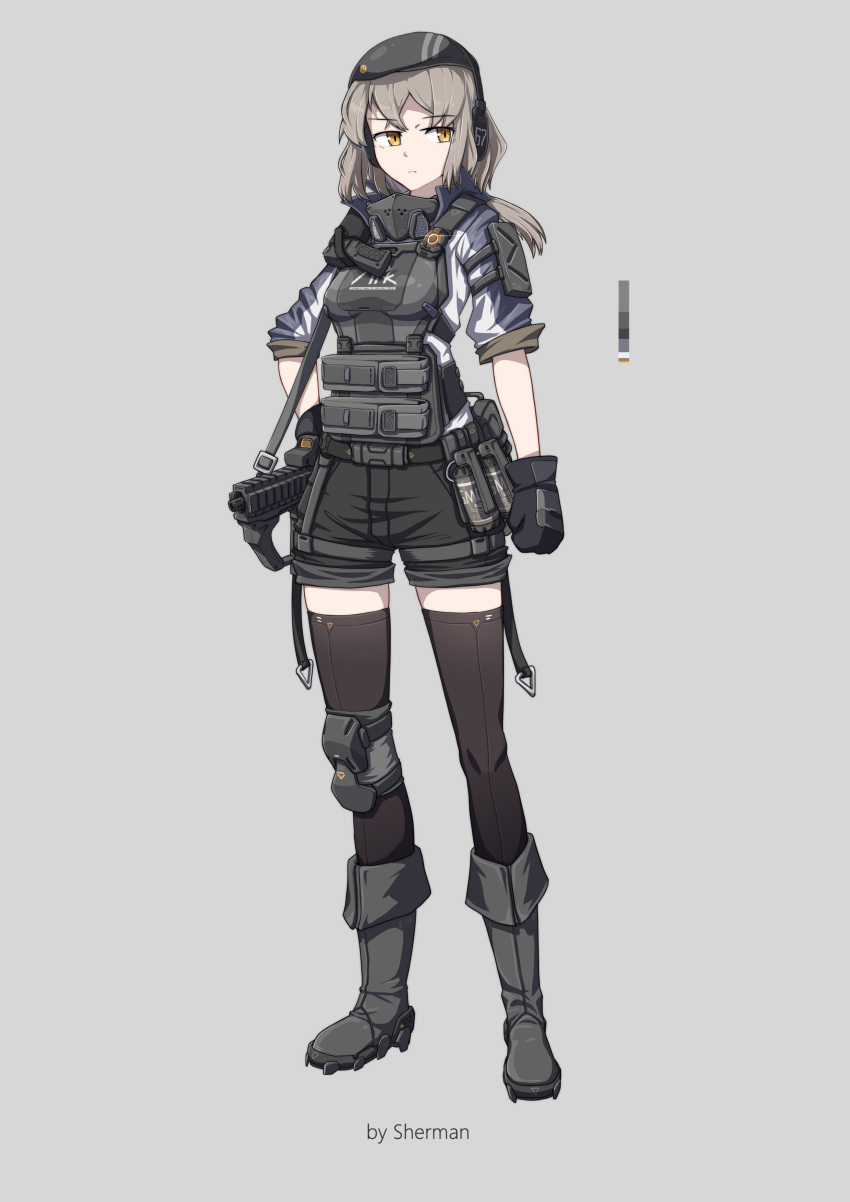 1girl, absurdres, armor, beret, blonde_hair, boots, chinese_commentary, commentary_request